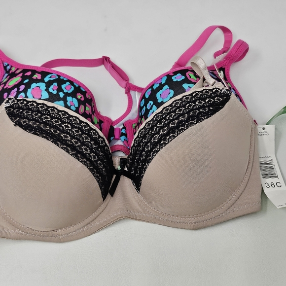 Honeydew Intimates Other - NWT Bundle of Two Honeydew Push-Up Bra's Sz. 36C Nude/Black & Pink Cheetah